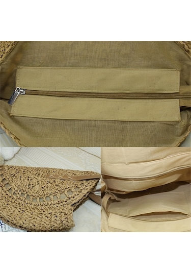 Yuvarlak Hasır Dokuma Kadın Çantası,