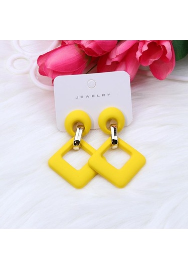 Sarı Opk, 2023'ün Yeniliği, 12 Renk, Kare Akrilik Çerçeveler, Kadınlar İçin Lüks Çok Renkli Geometrik Küpe, Takı Pd1488 Sarı