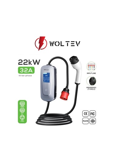 22 Kw Taşınabilir Elektrikli Araba Şarj Cihazı - Uzaktan Bağlantılı - Hızlı Şarj - Type 2-129554