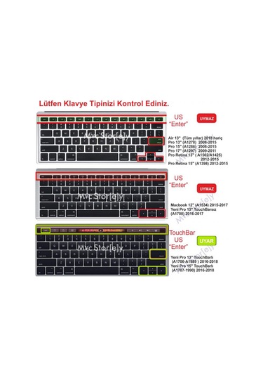 Macbook Pro Touchbar Klavye Koruyucu 13-15Inc Us İngilizce Dazzle Pembe Yeşil