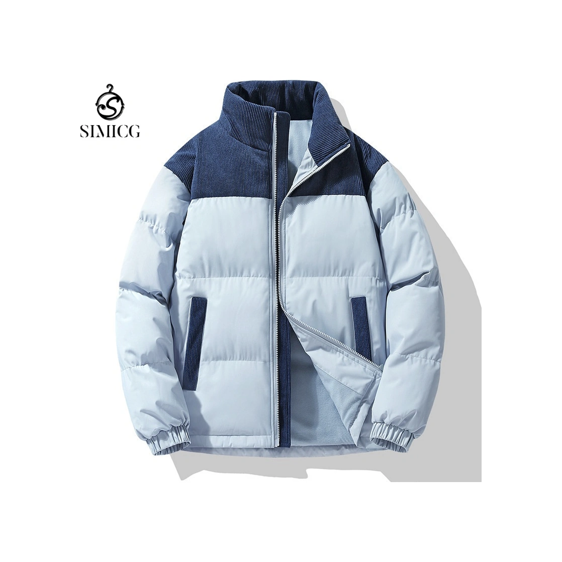 Yeni Kalın Sıcak Trend Renk Uyumlu Erkek Pamuklu Ceket Mavi