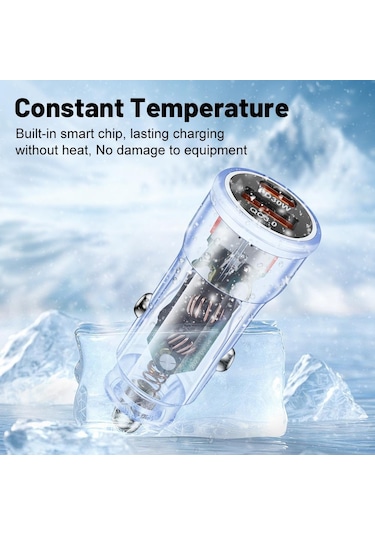 Vaorlo 48w Araç Şarj Cihazı Hızlı Şarj Usb + Pd Bağlantı Noktası Desteği Qc3.0 Hızlı Şarj Mavi