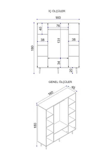 Floradesign Aden 4 Dört Kapaklı Aynalı Gardırop /elbise Dolabı / Gardırop