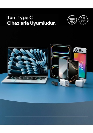 Spigen Essential 1m Usb-c To Usb-c 60w Kablo Aca08718 Siyah