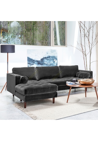 Ürgüp Modern Köşe Koltuk Takımı - Antrasit - Sol Köşe-baby Face Yumuşak Kumaş Antrasit