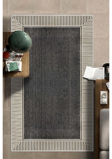 West Home Makinede Yıkanabilir Kaymaz Taban Leke Tutmaz Salon Halısı Mutfak Halısı Balkon Halısı Ve Yolluk Wh 592 Black
