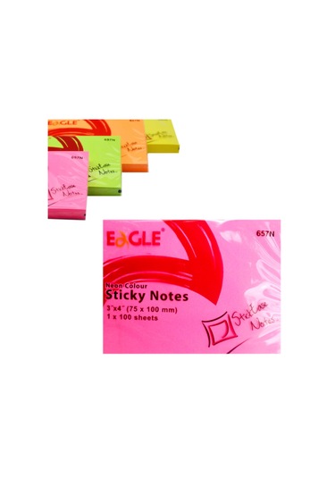 Eagle 75 X 100 MM Neon Yapışkanlı Not Kağıdı 100 Yaprak Pembe