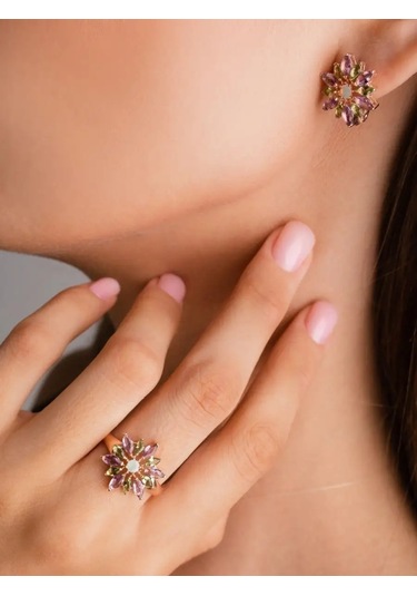 Lamponi Altın Kaplama Yonca Yüzük, Ayakta Ağırlık Taşlı 925 Gümüş 114414684 Altın