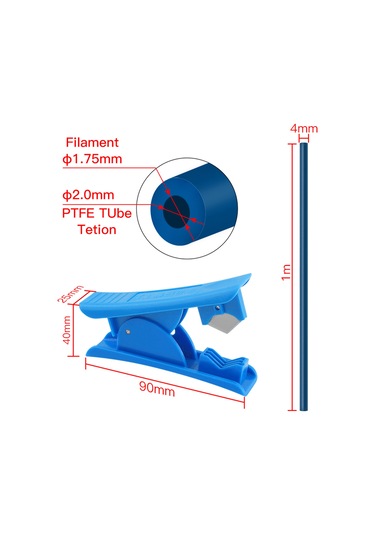 Xindoker Ender/cr10 Serisi 3d Yazıcı Erişimoriesi: 1m 4mmx2mm İthal Ptfe Boru Seti Pc4-m6, Pc4-m10 Bağlantı Ve Kesici Dahil