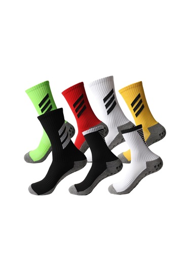 Suofeng Erkek Spor Çorapları: Kalın Pamuklu, Anti Kayma, Dayanıklı Futbol Çorapları - Uzun Boy, Kırmızı Tüm Bedenler Kırmızı