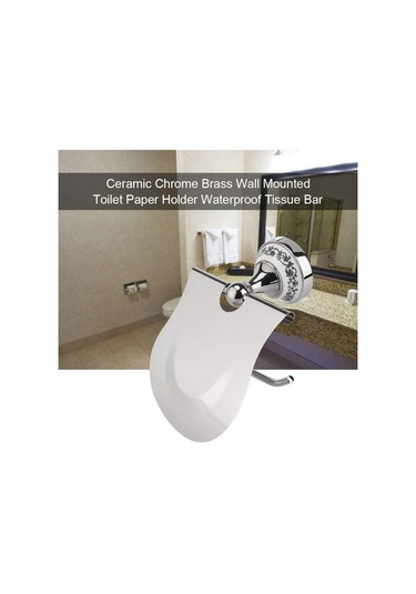 Su Geçirmez Ön Yüzeyli Duvara Monte Klasik Banyo Tuvalet Kağıdı Rulosu Tutucu Mavi Ve Beyaz Porselen Desenli Diğer