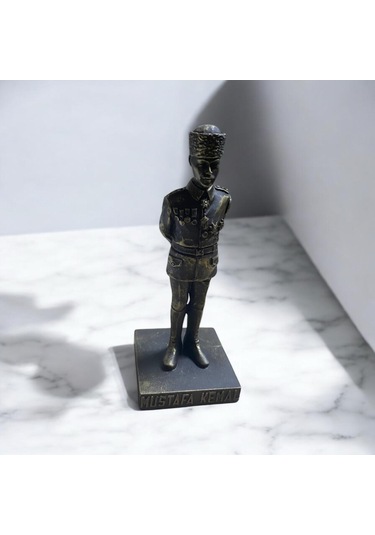 Mustafa Kemal Yazılı Atatürk Büstü - Bronz Görünümlü - Özel Tasarım Atatürk Biblosu