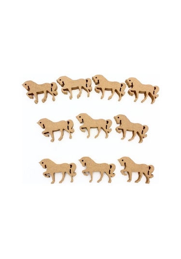 Na Neşeli Ahşap 10 Adet 10 Cmlik Şahlanan At Figürü.dik Durabilir.okul Öncesi Eğitim Etkinlik Model 10cm18mmat