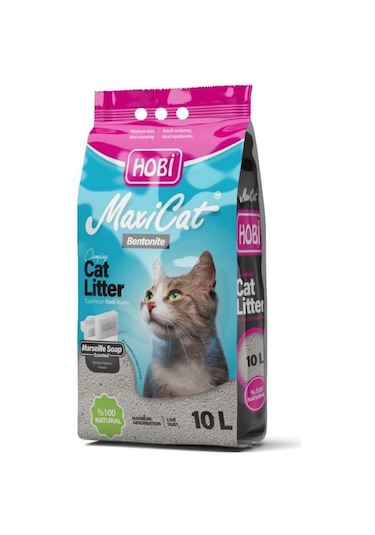 Hobi Maxicat Marsilya Sabunlu İnce Topaklaşan Bentonit Kedi Kumu 10 L