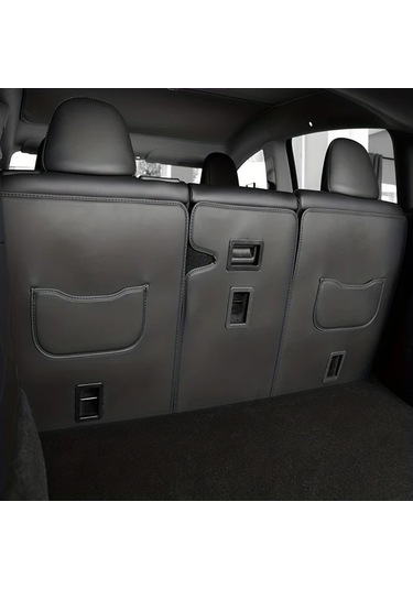 Honeybeeshop Tesla Model 3 Y Arka Koltuk Koruyucu Tekme Paspası Pu Deri Kaplamalı Çizilmeye Dayanıklı