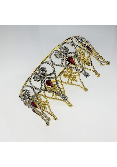 Suntek Gelin Düğün Barok Kraliçe Kristal Su Damlası Taç