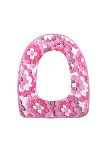 Pembe Su Geçirmez Evrensel Büyük Çiçek Mercan Kadife Klozet Minderi Velcro Klozet Kapağı Ev Klozet Kapağı