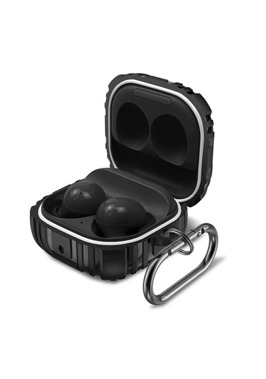 Samsung Galaxy Buds 2 - Buds Pro - Buds 2 Pro Uyumlu Darbe Emici Sert Silikon+ Askılık Siyah