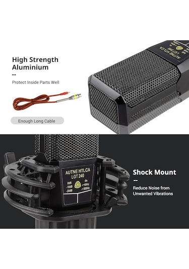 Neevoyu Profesyonel Büyük Membran Kondenser Mikrofon - Kardiyak Alım Deseni, Şok Montajı Ve Kablosu İle Oyun, Canlı Yayın Ve Ses Kaydı İçin