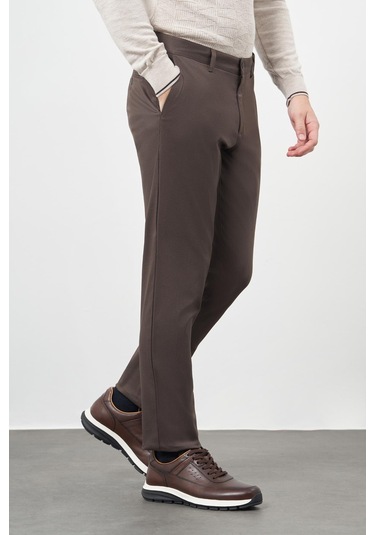 Koyu Camel Düz Armürlü Pamuklu Yan Cep Comfort Fit Casual Pantolon 1003245164 Koyu Camel