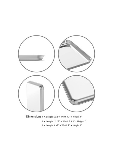 Maoyaya Fırçalık Sac Seti 3'lü, Paslanmaz Çelik Çerez Saklama Çakçası Tavası, 9/12/16 İnç, Toksiksiz Kolay Temiz Çelik