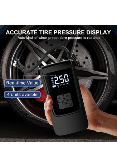 Xuweiwei Dylm Siyah Kablosuz Tasinabilir Lastik Sisirici Dijital Ekranli Usb Sarj Edilebilir Hava Kompresoru Araba Bisiklet Motosiklet Icin