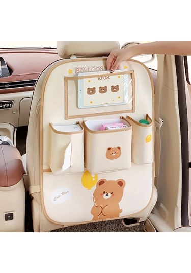 Dashanshop Balon Ayı Türevli Tablet Tutuculu Ve Sakluz Cepli Pu Deri Koltuk Koruyucu