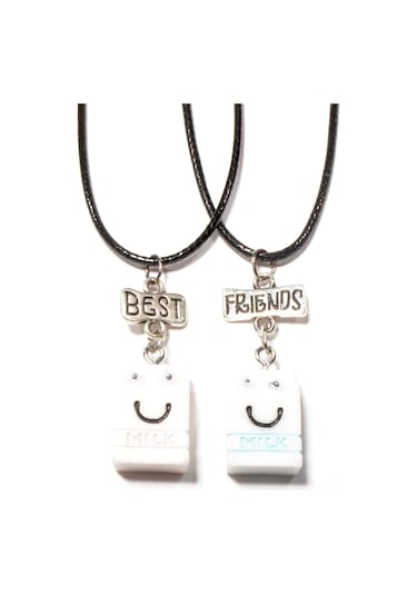 Tedz Collection Blue Pink Milk Arkadaşlık Kolyesi Siyah
