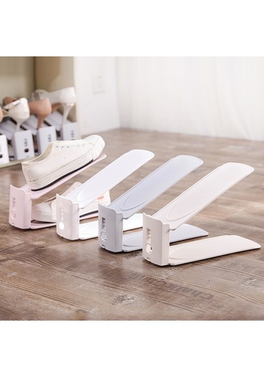 Sones Çift Katmanlı Ayarlanabilir Ayakkabı Askısı Ev Tipi Toz Geçirmez Ayakkabı Saklama Rafı Pembe Pembe