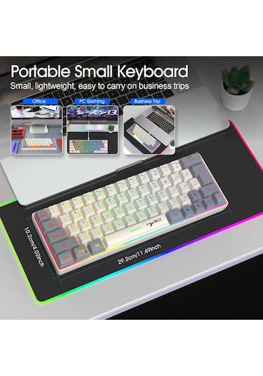 Hxsj V400 Kablosuz Renk Eşleştirme Rgb Arka Işık Membran Klavye 63 Anahtar Kapak, Kablolu Uzunluk: 1.7m Gri + Bej 2 Renkli