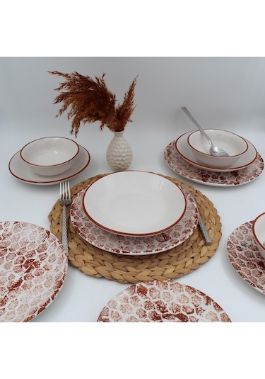 Snake 16 Parça Yemek Takımı Karamel