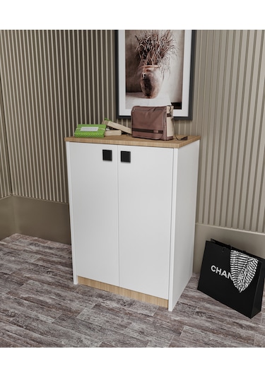 Afilli Ayakkabılık Ve Çok Amaçlı Dolap Tamamı Mdf Beyaz Garden Me Beyaz - Garden - Meşe