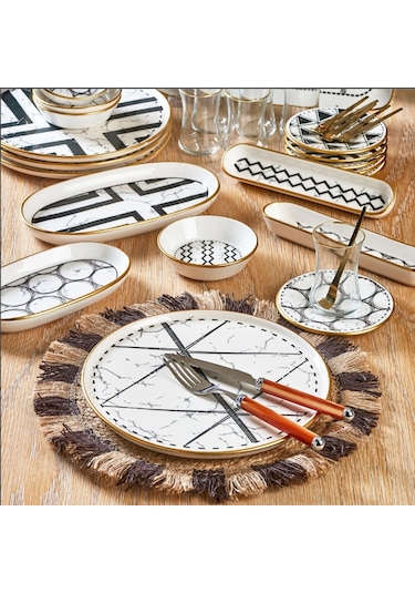 Fecra Feza 35 Parça Gold Fileli Kahvaltı Seti Beyaz