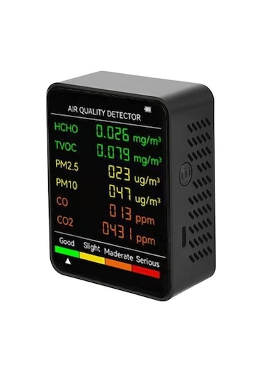 Xinxin Pm2.5/pm10 Hava Kalitesi Dedektörü İç Mekan Hava Kalitesi Monitörü Siyah