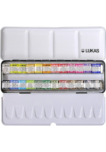Lukas Aquarell Profesyonel Tablet Sulu Boya Seti 24 Renk Metal Ku