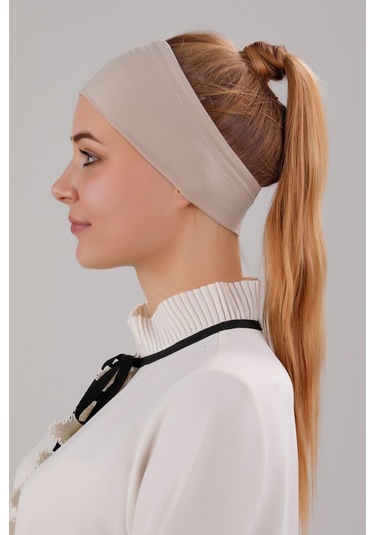 Sihirli Yapışkanlı Kaymayan Bandana Spor Bone Bej Bej