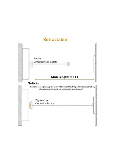 Ganzhoushop 2025 Son Model Geri Çekilebilir Çamaşır İpi Paslanmaz Çelik Ağır Hizmet Tipi 9feet Maks. Çok Renkli