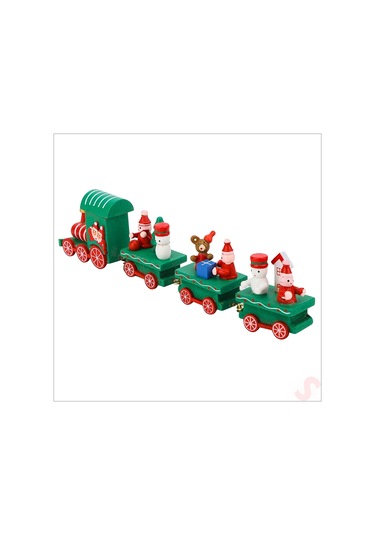 Yılbaşı Dekorasyonu, Ahşap Tren Seti - 22 Cm