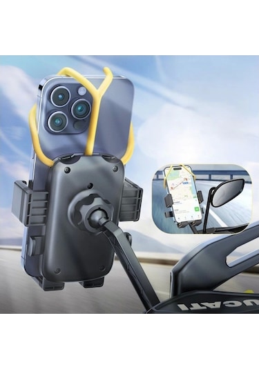 Blackbird Game Center Motosiklet Bisiklet Telefon Tutucu Ayna Bağlantılı Motor Tutacağı Scooter Bts15 Siyah