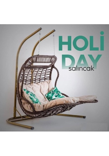 Holiday Bahçe Ve Balkon Salıncağı Çift Kişilik Kapiçino Krem