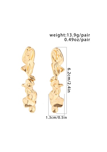 Vkemall Altın Renkli Allüminyum Küpe Düzensiz Katlanmış 3d Tasarım 6.2cm Uzunluk Bireysel Stile Uygun Gold