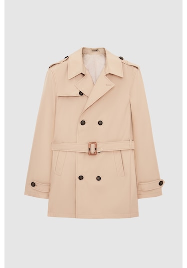 Ds Damat Regular Fit Koyu Bej Apoletli Beli Kemerli Pardösü/trenckot 1hf08ort00013 918