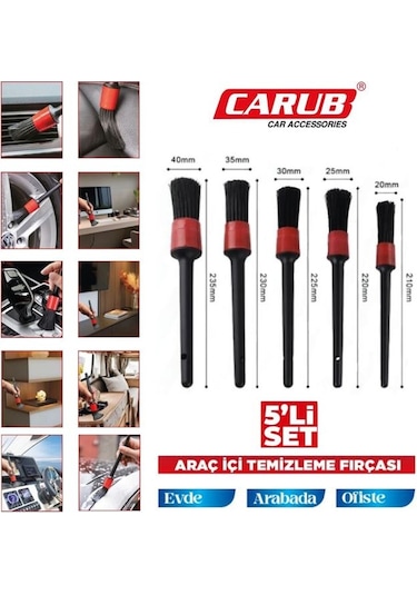 Carub Araç İçi Temizleme Fırçası Detay Temizlik 5li Set Br0922566 1 Adet