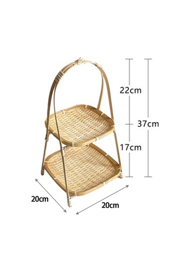 Suntek Magideal Bambu Dokuma Meyve Sepeti Tutucu Aperatif Depolama 2-kat-20x20x37cm