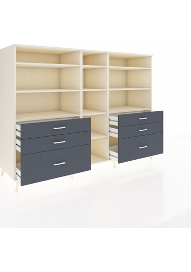 Kronos Dolap 10 Raflı 6 Çekmeceli 220x59x163 Aytaşı-aytaşı/antra Aytaşı-aytaşı/antrasit