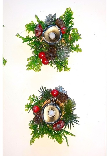 Yılbaşı Mumluk 2'li Mini Boy Mumlu