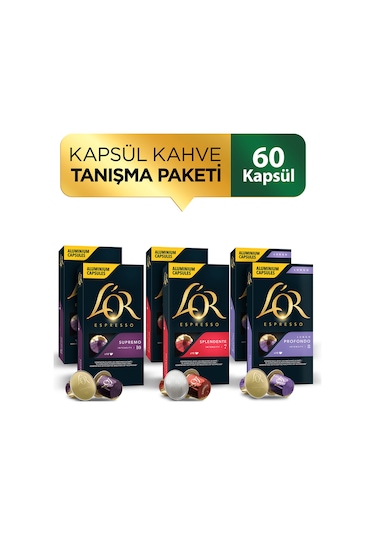 L'or Nespresso Uyumlu Kapsül L'or Supremo + L'or Splendente + L'or Lungo 6 x 10'lu