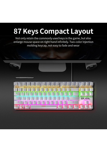 Geeksen Bajeal 87 Tuşlu Rgb Aydınlatmalı Mekanik Oyun Klavyesi - Mavi Switch İle Konforlu Yazım Deneyimi