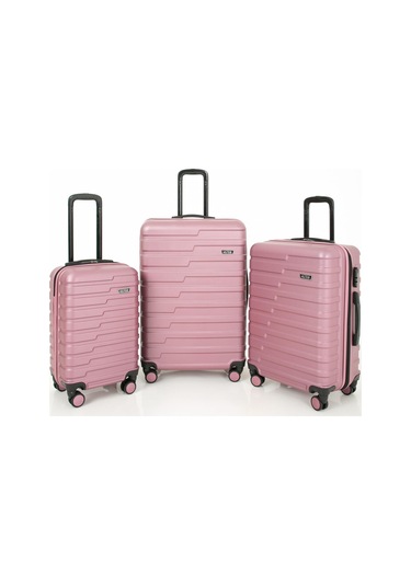 Polo Club Abs Kabin Orta Ve Büyük Boy Pembe 3'lü Valiz, Bavul Seti Pembe