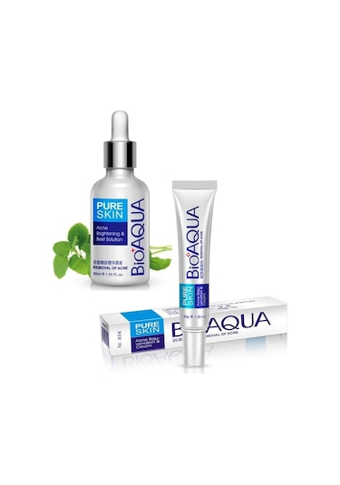 Bioaqua Pure Skin Sivilceye Meyilli Ciltler için Serum ve Krem Seti